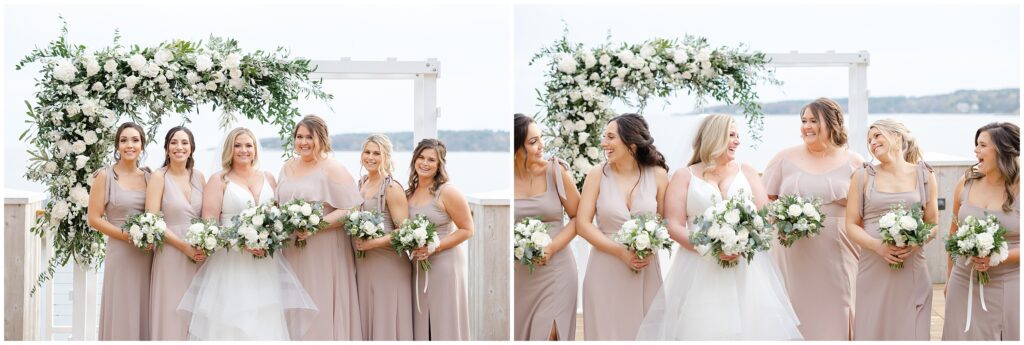 Bride and bridesmaids at Beauport hotel outside on deck