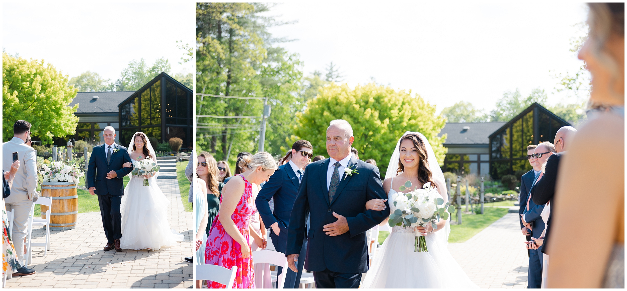 Spring wedding at birchwood vineyards bride and dad
