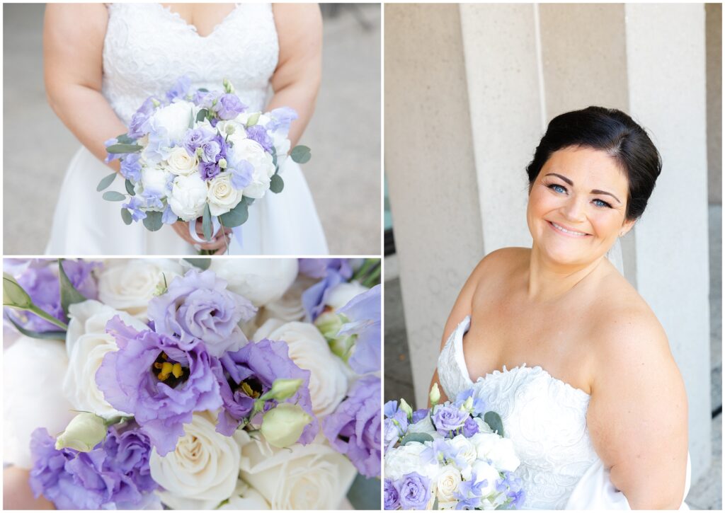 Bride with bouquet at Merrimack College