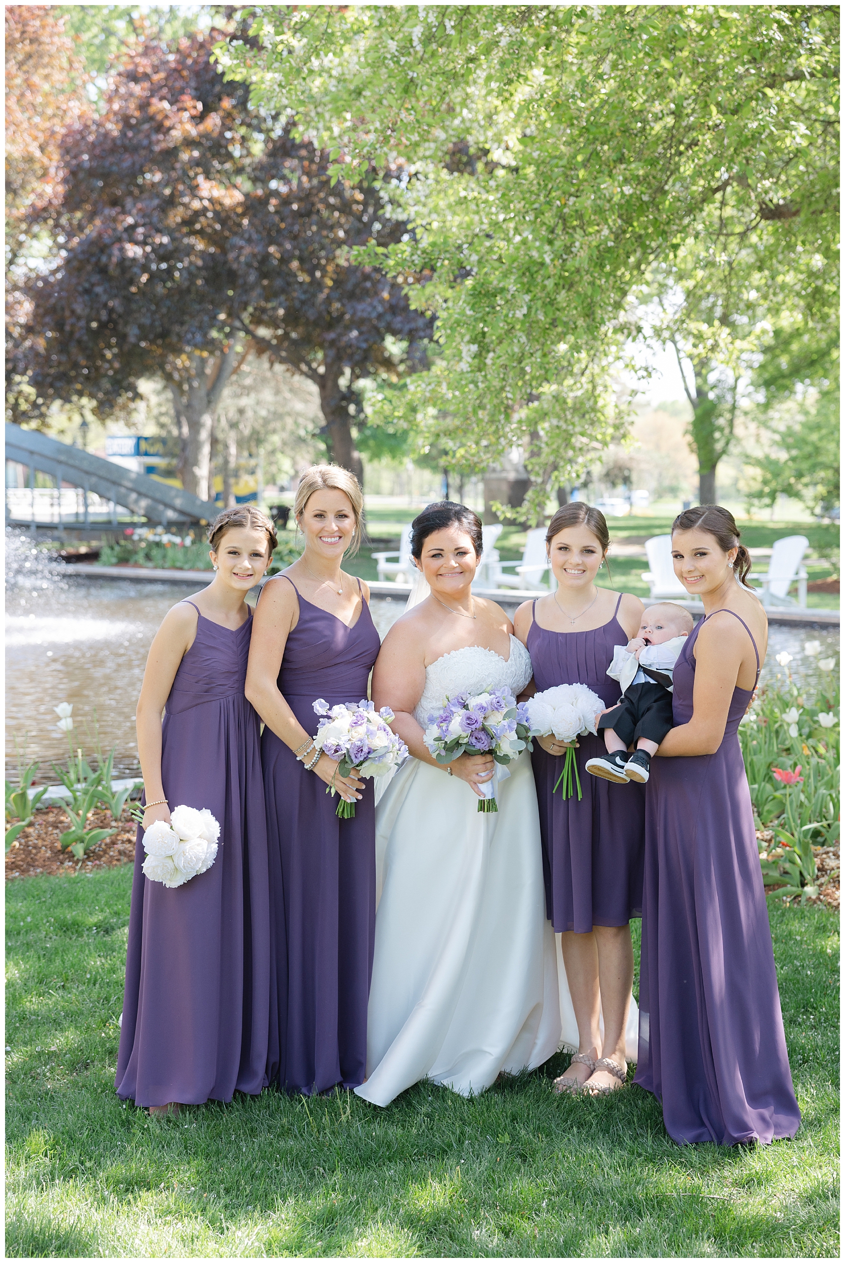 Family portraits at Merrimack College Spring wedding 