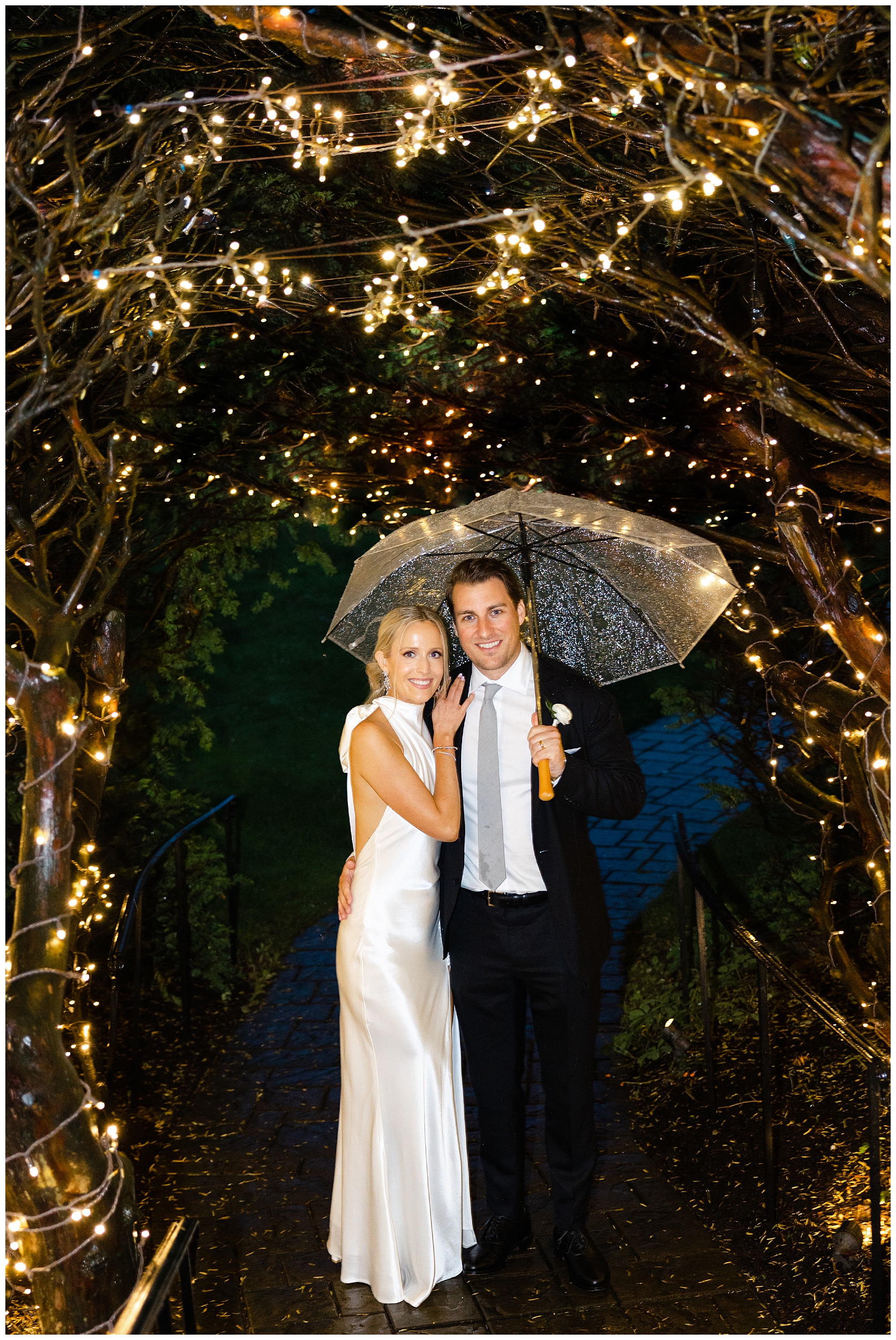 Misselwood outdoor rainy wedding night portraits tunnel of love