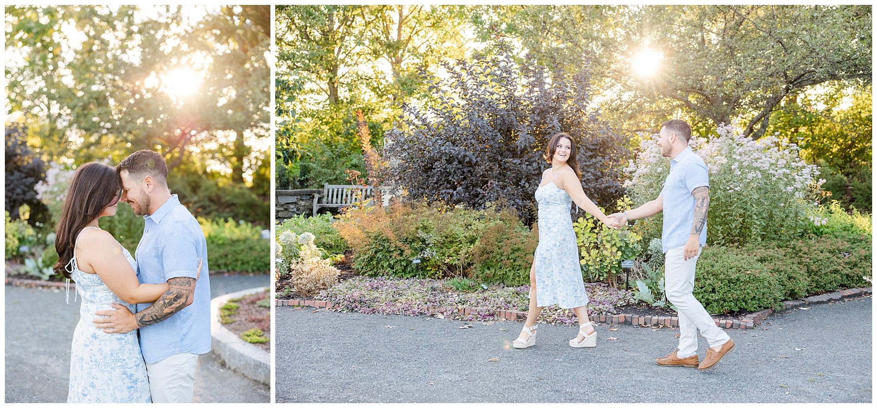 Golden Hour Engagement Session at New England Botanical Gardens 