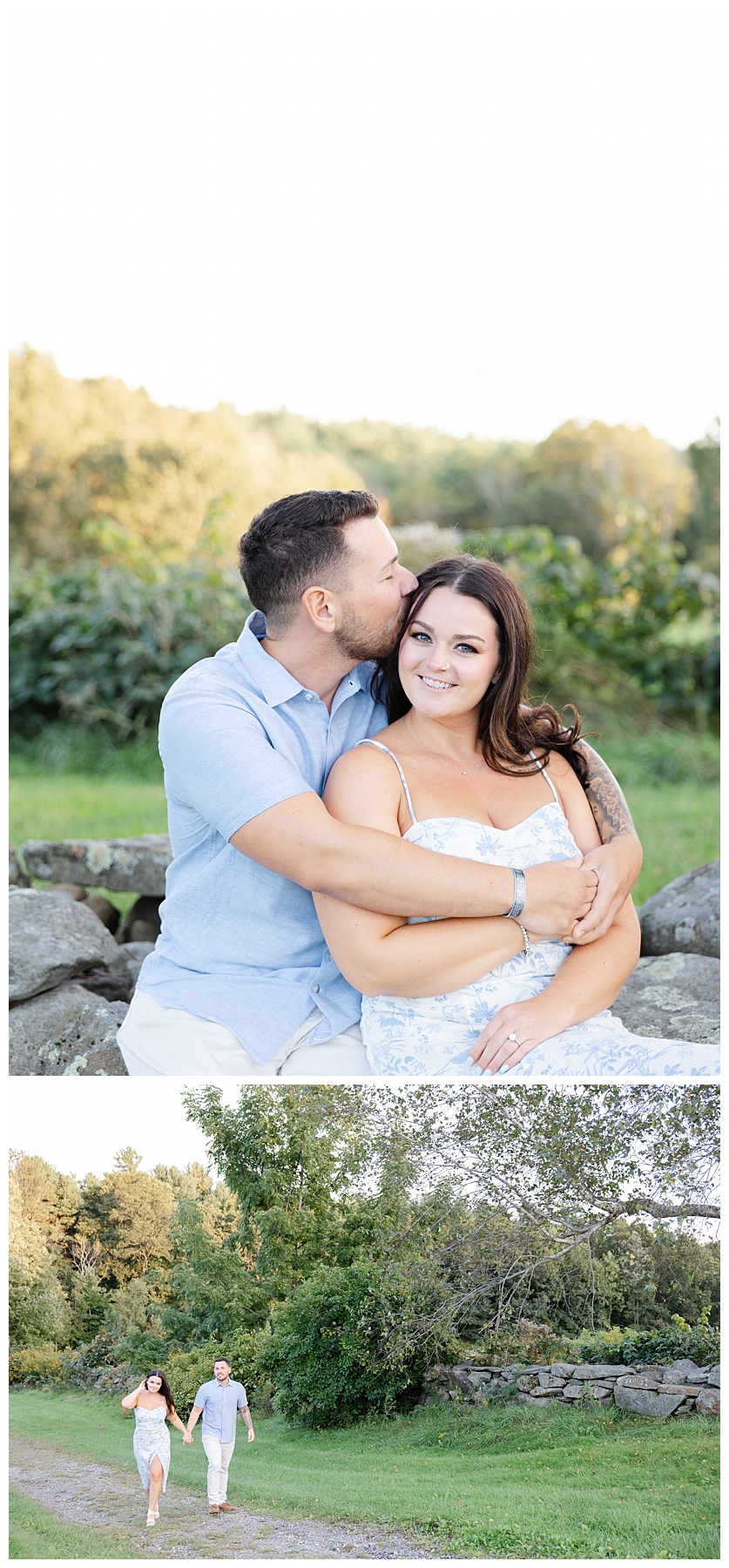 Golden Hour Engagement Session at New England Botanical Gardens 
