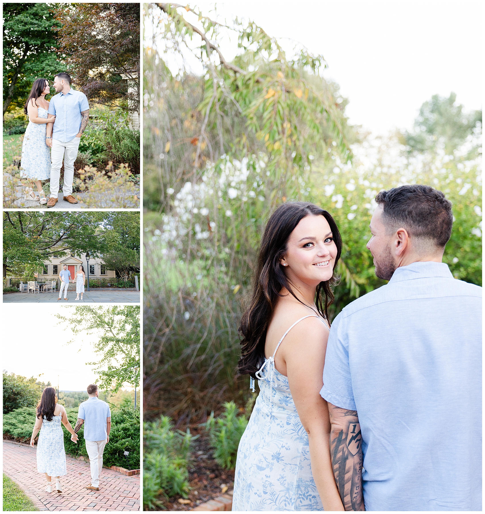 Golden Hour Engagement Session at New England Botanical Gardens 
