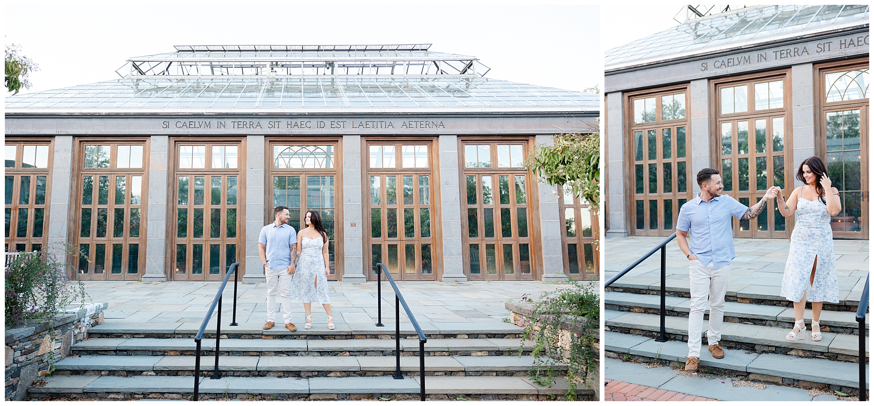 Golden Hour Engagement Session at New England Botanical Gardens 
