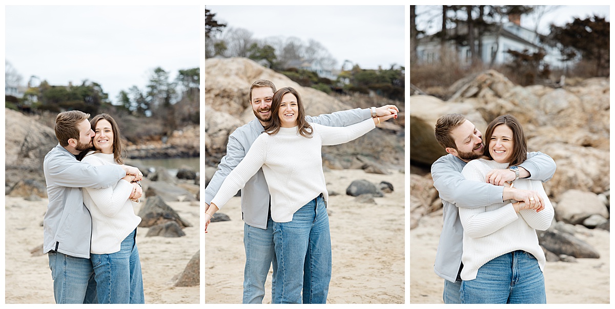 Winter Beach engagement session at singing beach 
