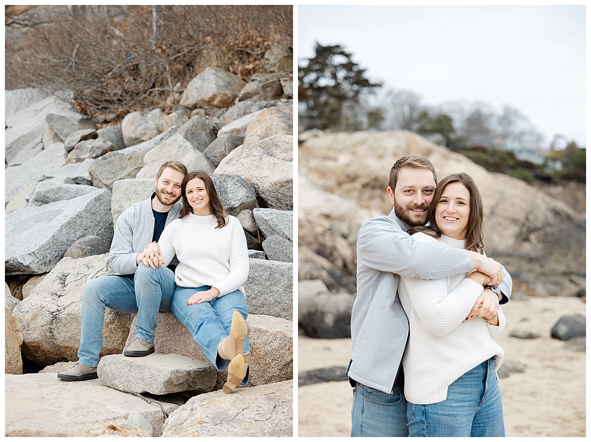 Winter Beach engagement session in Manchester by the Sea 