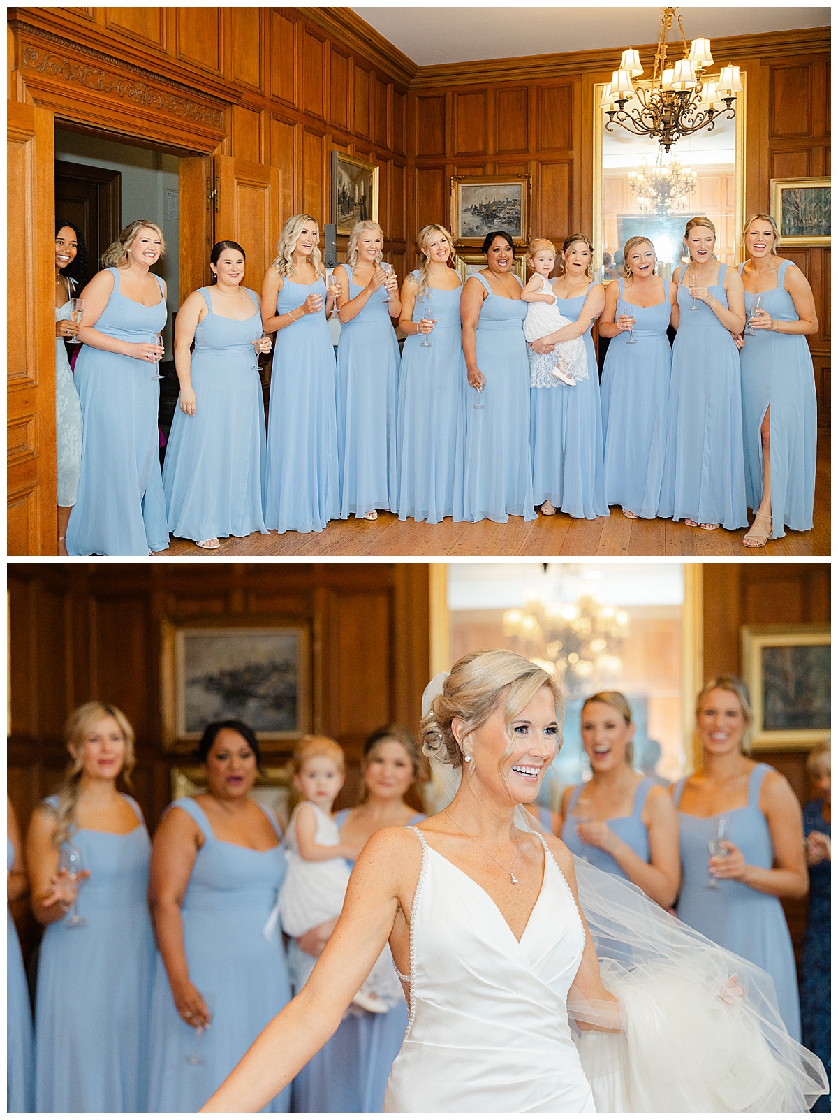 First look with bridesmaids 